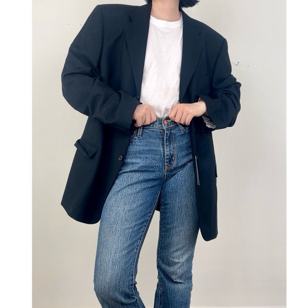 NWT Vintage Valentino Black Wool Boyfriend Oversized Blazer